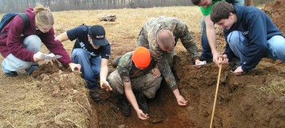 Students judging soil