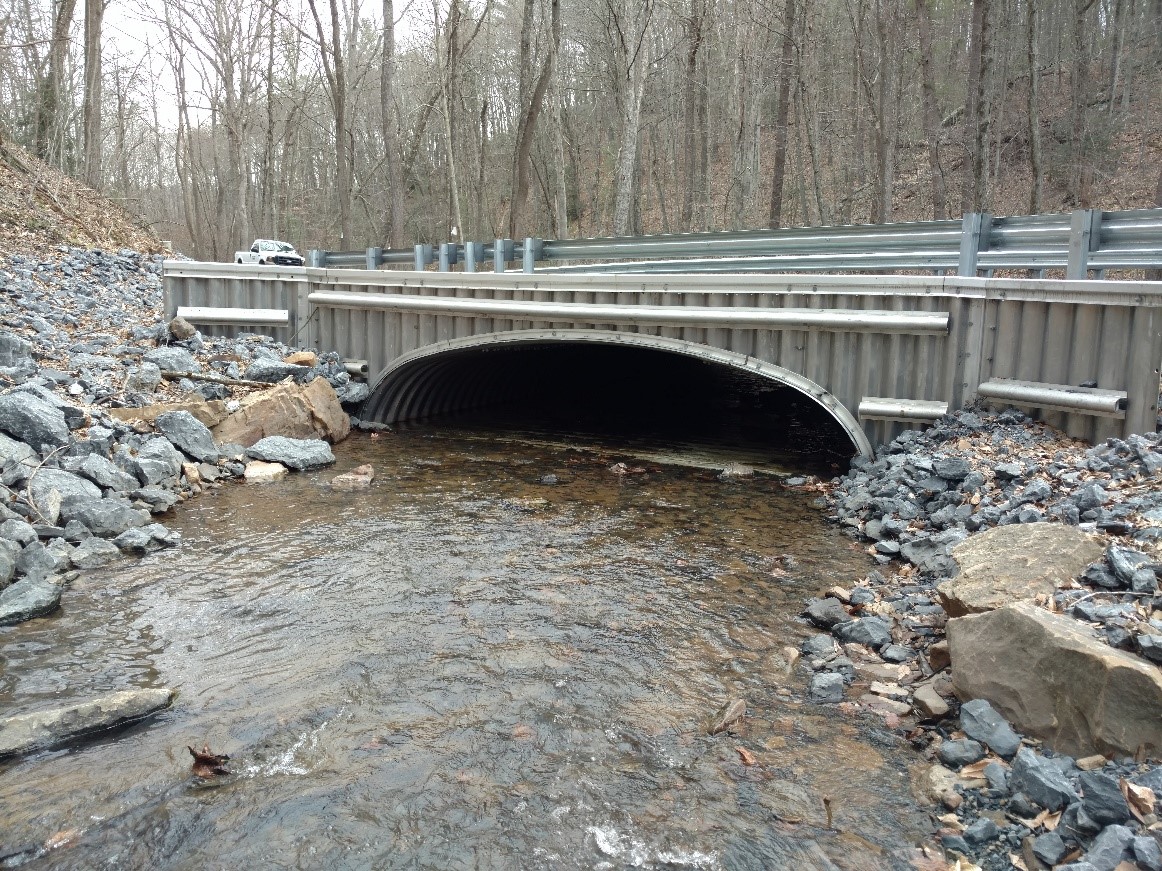 New 17’ 9” X 3’ 10” aluminum structural plate box culvert installed on Barrick Hill Road 2018 in Carroll Township, Perry County.